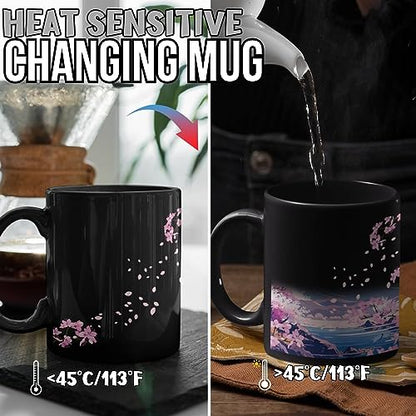 Heat Sensitive Magic Coffee Mug 12oz - Japanese Gifts for Women Men, Cute & Durable