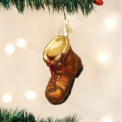 Christmas Glass Ornament Hiking Boot Handcrafted Holiday Decoration - Outdoor Adventure