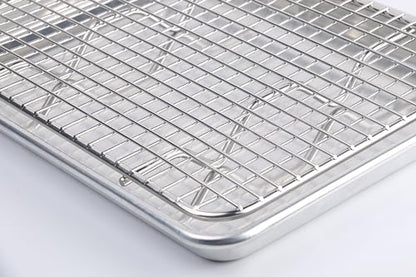 MASTERRACK Jelly Roll Pan Stainless Steel Cooling Rack and Wire Grate Heavy Duty (10"X14.75"X0.7")