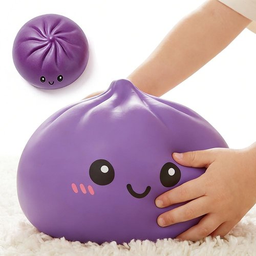 Giant Dumpling Squishy - Jumbo Soft Slow Rising Stress Ball | Extra Large Purple Fidget Toy for Adults