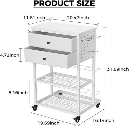 Christmas Wrapping Paper Organizer - Heavy-Duty Storage Cart with 2 Fabric Drawers for Ribbons & Crafts