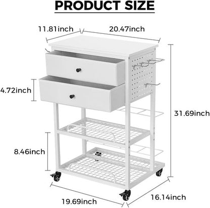 Christmas Wrapping Paper Organizer - Heavy-Duty Storage Cart with 2 Fabric Drawers for Ribbons & Crafts