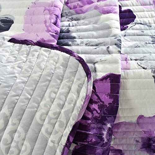 Lush Decor Leah Throw Blanket, 50" x 60", Gray & Purple