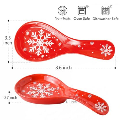 Snowflake Ceramic Spoon Rest for Stove Top and Kitchen Utensil Holder