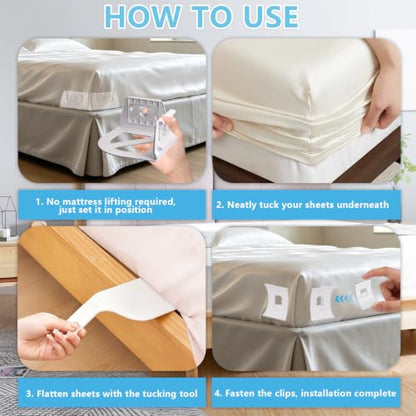 Bed Sheet Holders for Corners 4 Inch Secure Fit Mattress Clips