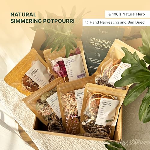 Simmer Pot Gift Set with Dried Herbs & Spices for Home Fragrance, Holiday Decor