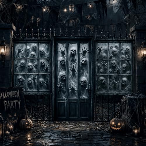 Halloween Skeleton Door & Window Cover Set - Spooky Porch Decorations