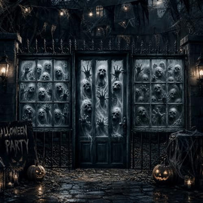 Halloween Skeleton Door & Window Cover Set - Spooky Porch Decorations