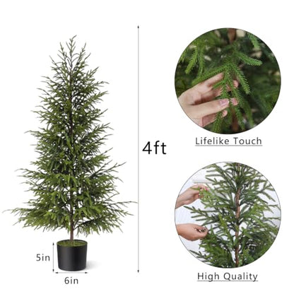 2-Pack Artificial Norfolk Pine Trees - 4FT Potted Christmas Decor for Front Door
