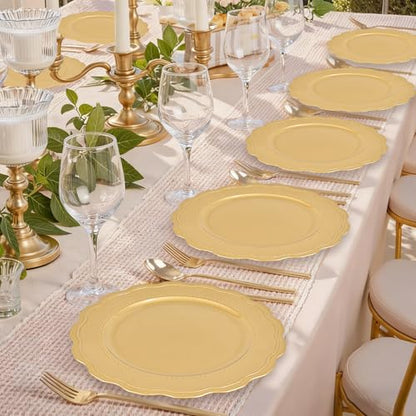 Gold Charger Plates Set 60 Pcs 13 Inch Round Elegant Table Decor for Weddings & Events - Variation of Gold / 60 Pcs