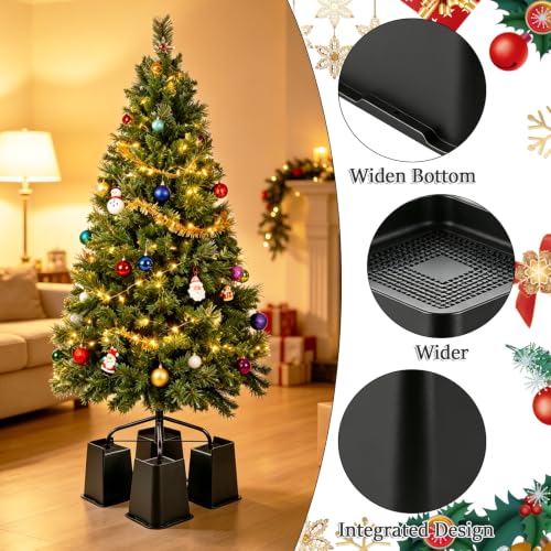 6 Inch Black Plastic Christmas Tree Risers Set of 4 - Space Saving Support