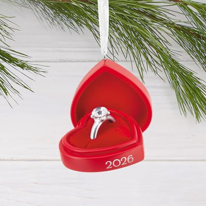 Engagement Ring Christmas Ornament 2026 - Red Box Holiday Decor