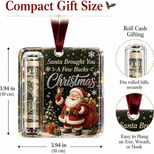 Christmas Money Holders Set - Holiday Cash Gift Ornaments for Tree & Gift Bundles