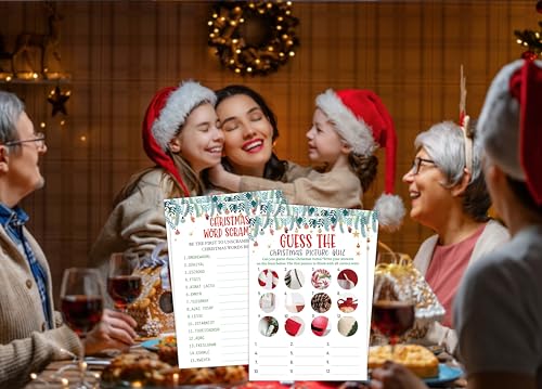 Christmas Games Bundle - Multicolor Word Scramble & Picture Quiz for Holiday Parties