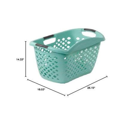 1.8 Bushel Laundry Basket, Portable Plastic Clothes Organizer with Built-In Handles, Ventilation Holes, Large Capacity Laundry Basket for Closet Dorm Laundry Room Bedroom (Teal)