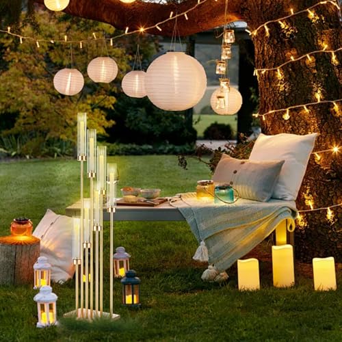 Gold Floor Candle Holder Set with 7 Arms - Tall Metal Candelabra for Weddings & Decor