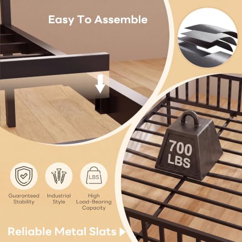 Full Daybed with Trundle House Style Black Metal Frame for Bedroom