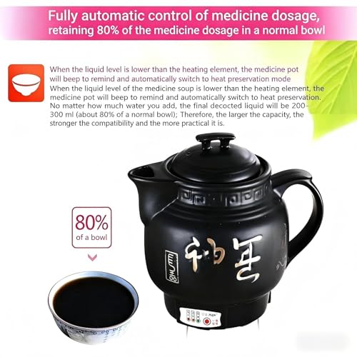 110V Fully Automatic Ceramic Decoction Pot with 1.06 Gallon Capacity - Black