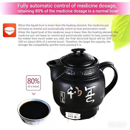 110V Fully Automatic Ceramic Decoction Pot with 1.06 Gallon Capacity - Black