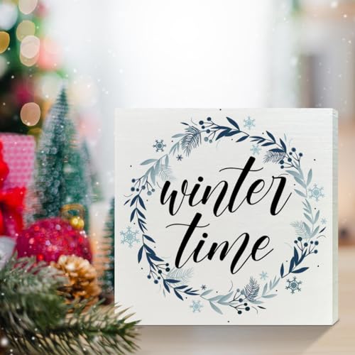 Wooden Snowflake Sign for Christmas Home Decor - Winter Table Display