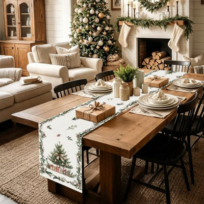 Christmas Tree Table Runner 13x72 Inches Farmhouse Holiday Dining Decor - Variation of THIS listing