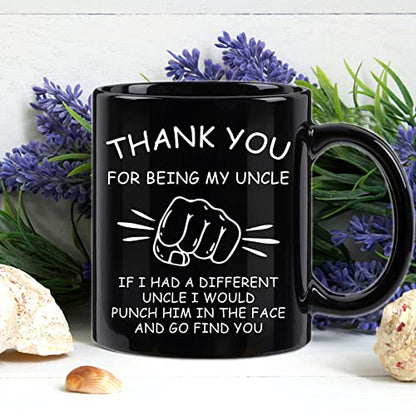 WENSSY Best Uncle Gift Mug - Funny Black 11oz Coffee Cup for Uncle