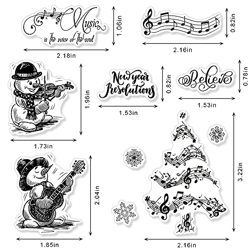 Music Tree Snowman Christmas Clear Stamps for Card Making DIY Holiday Craft
