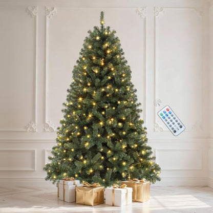 Green 6ft Pre-Lit Artificial Christmas Tree with 1000 Tips & 250 LED Lights