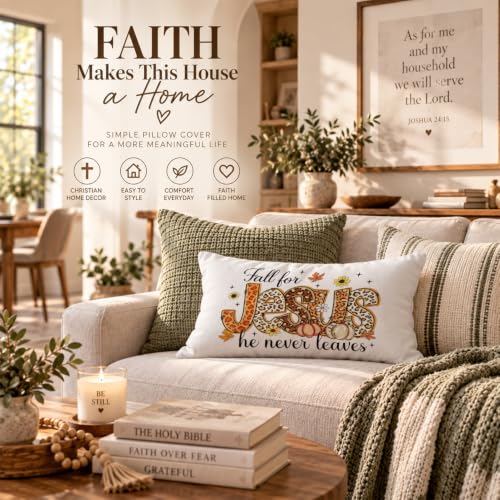 Christian Jesus Pumpkin Fall Pillow Cover 12x20 for Autumn Decor - Thanksgiving