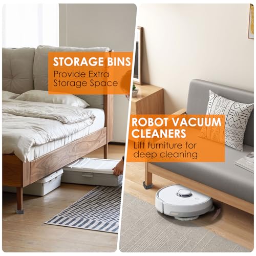 24 Pack Adjustable Furniture Risers with Nonslip Bottom for Bed, Sofa, Table, and More