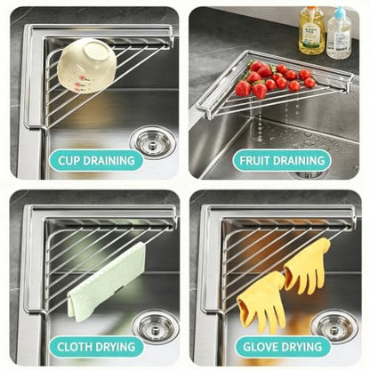 Stainless Steel Corner Sink Shelf - 2 Pack Kitchen Organizer for Sink Edge