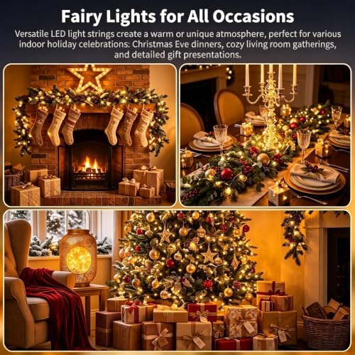 33FT USB Fairy String Lights 100 LED Warm White with Timer Remote - 2 Pack