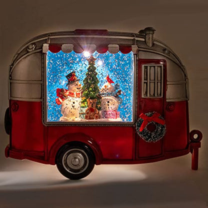 Musical Snowman in Camper Christmas Decoration with Light and Music