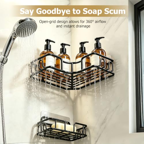 No-Drill Corner Shower Shelf Set – Rust-Resistant Bathroom Organizer, 4-Pack