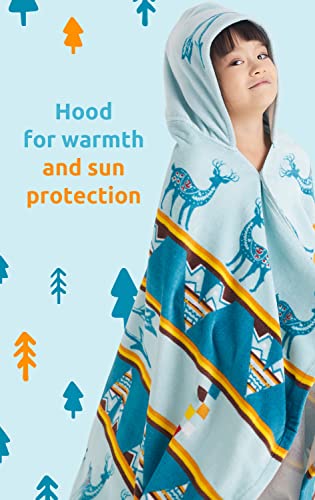 Kids Hooded Beach Towel Christmas Elk Wrap Coverup 3-12 Years - 100% Cotton