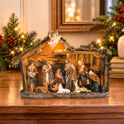 Nativity Scene Lighted Christmas Village Set - Indoor Holiday Decor - Variation of THIS listing