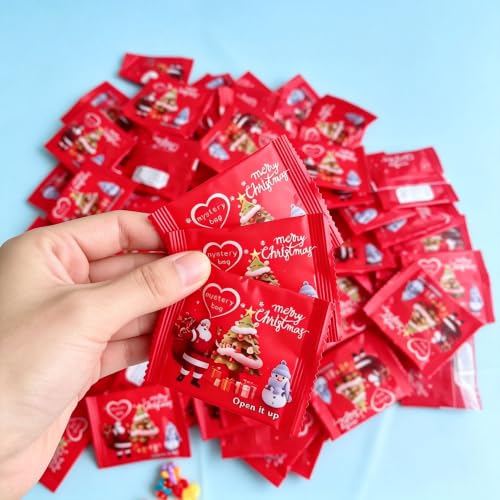 Christmas Mystery Blind Bags Set of 100 Resin Figurines - Glow-in-the-Dark Holiday Decor