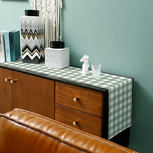 Sage Green Buffalo Plaid Table Runner 13x108 Inches Farmhouse Decor - Sage Green