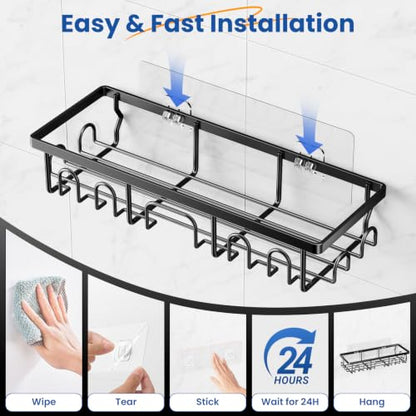 PKBD Shower Caddy Set 3 Pack Dark Black Stainless Steel Bathroom Shelves