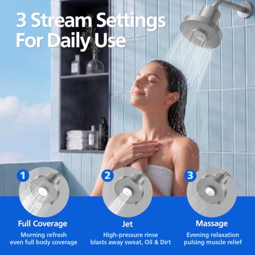 Filtered Shower Head with Brushed Nickel Finish - For Softer Skin & Smoother Hair