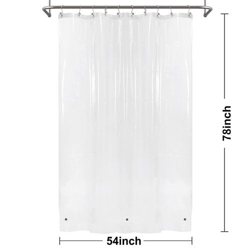 54x78 Inch Stall Shower Curtain/Liner 8G Heavy Duty Clear PEVA, 3 Bottom Magnets, Waterproof, PVC Free, Metal Grommets