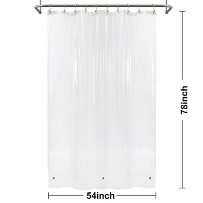 54x78 Inch Stall Shower Curtain/Liner 8G Heavy Duty Clear PEVA, 3 Bottom Magnets, Waterproof, PVC Free, Metal Grommets