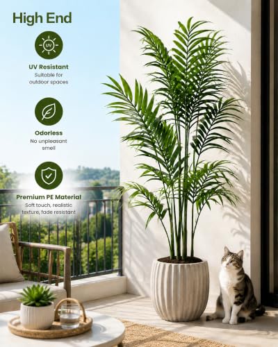 6FT Tall Artificial Palm Tree - Realistic Indoor & Outdoor Fake Plant