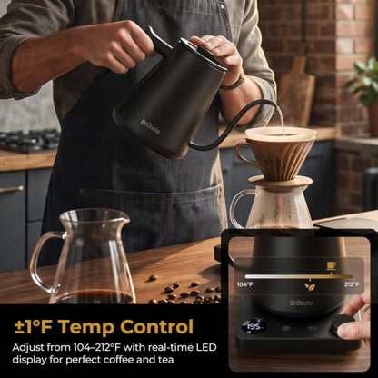 Electric Gooseneck Kettle with ±1°F Temp Control 27oz Rapid Heat Tea Coffee