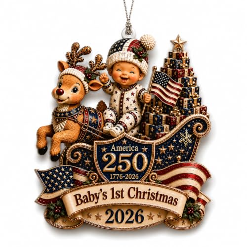 Baby's First Christmas 2026 Ornament - Patriotic 250th Anniversary Keepsake - First Holiday Gift for Baby Boy - Variation: First Christmas16.10.10