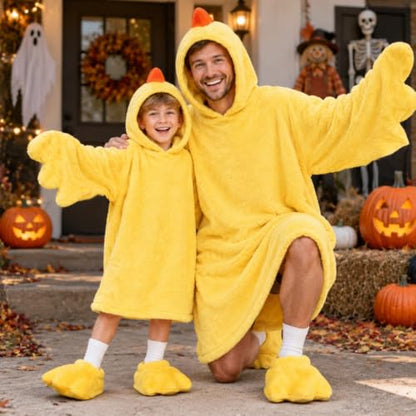 Yellow Oversized Wearable Goose Blanket Hoodie Onesie Small