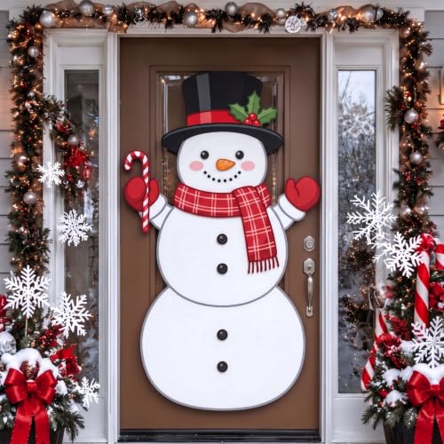 Giant Snowman Door Sign Decorations for Christmas Front Door - Snowman Variation