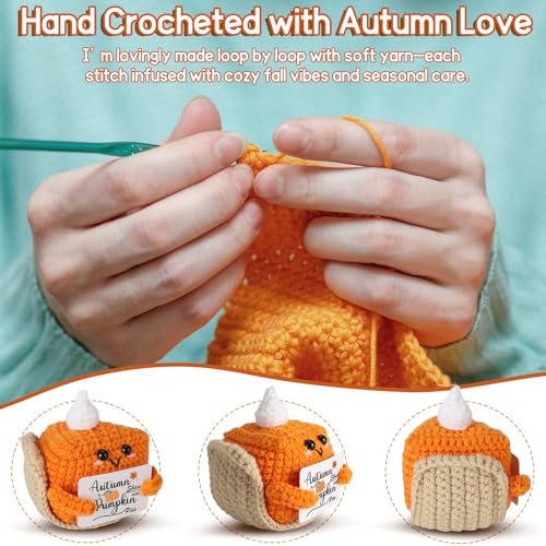 Autumn Skies Thanksgiving Mini Pumpkin Pie Crochet Doll - Fall Holiday Decor