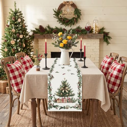 Christmas Tree Table Runner 13x72 Inches Farmhouse Holiday Dining Decor - Variation of THIS listing