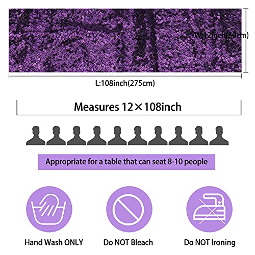 Purple Sequin Table Runner 12x108 Inches - Pack of 12 for Weddings & Parties